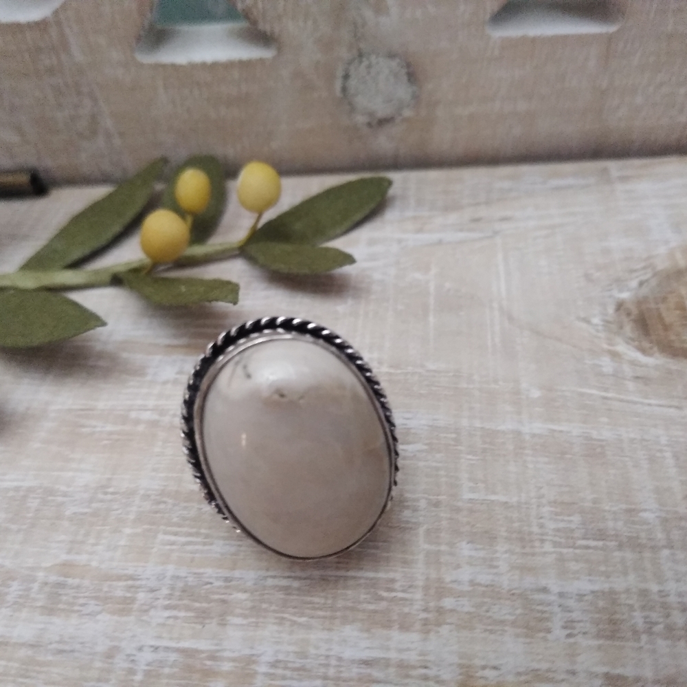 2 RING SET SILVER-STONE RINGS NWOT - Picture 8 of 10